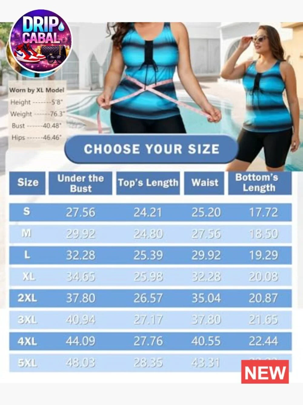 Plus Size Tankini Swimsuits with Capris Athletic Two Piece Bathing Suits - Picture 6 of 7